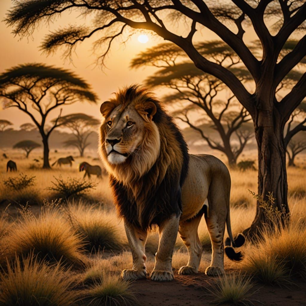 Majestic Lion in Golden Hour