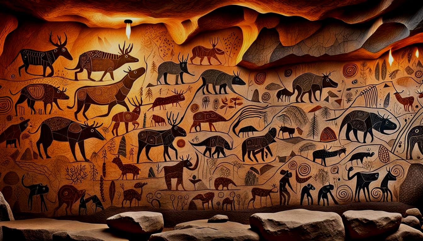 Cave Paintings in Zentangle Style