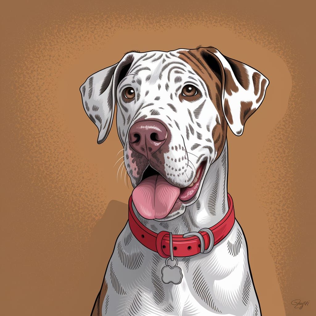 Great Dane Mix Doodle Art in Picasso Style