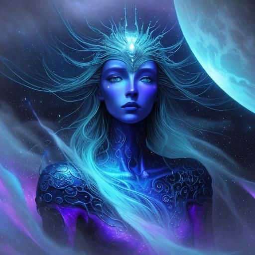 Ethereal Sci-Fi Figure Saving a Being