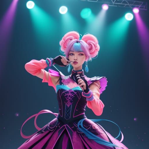 Korean K-Pop Group Performance in Digital Art