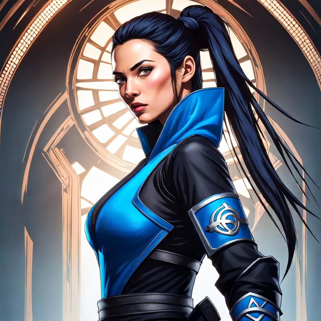 Kitana, Mortal Kombat 11 Portrait in Hyperdetailed Style