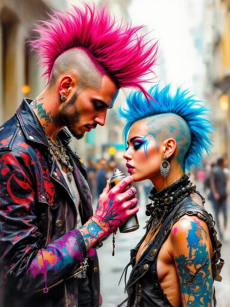 Punk Hair Styling Fusion: Rococo Drama Reimagined