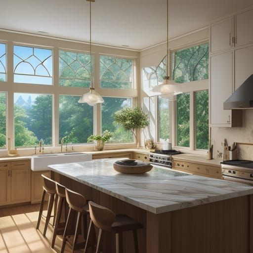 Italian-Style Kitchen Concept Art in Vibrant Golden Light