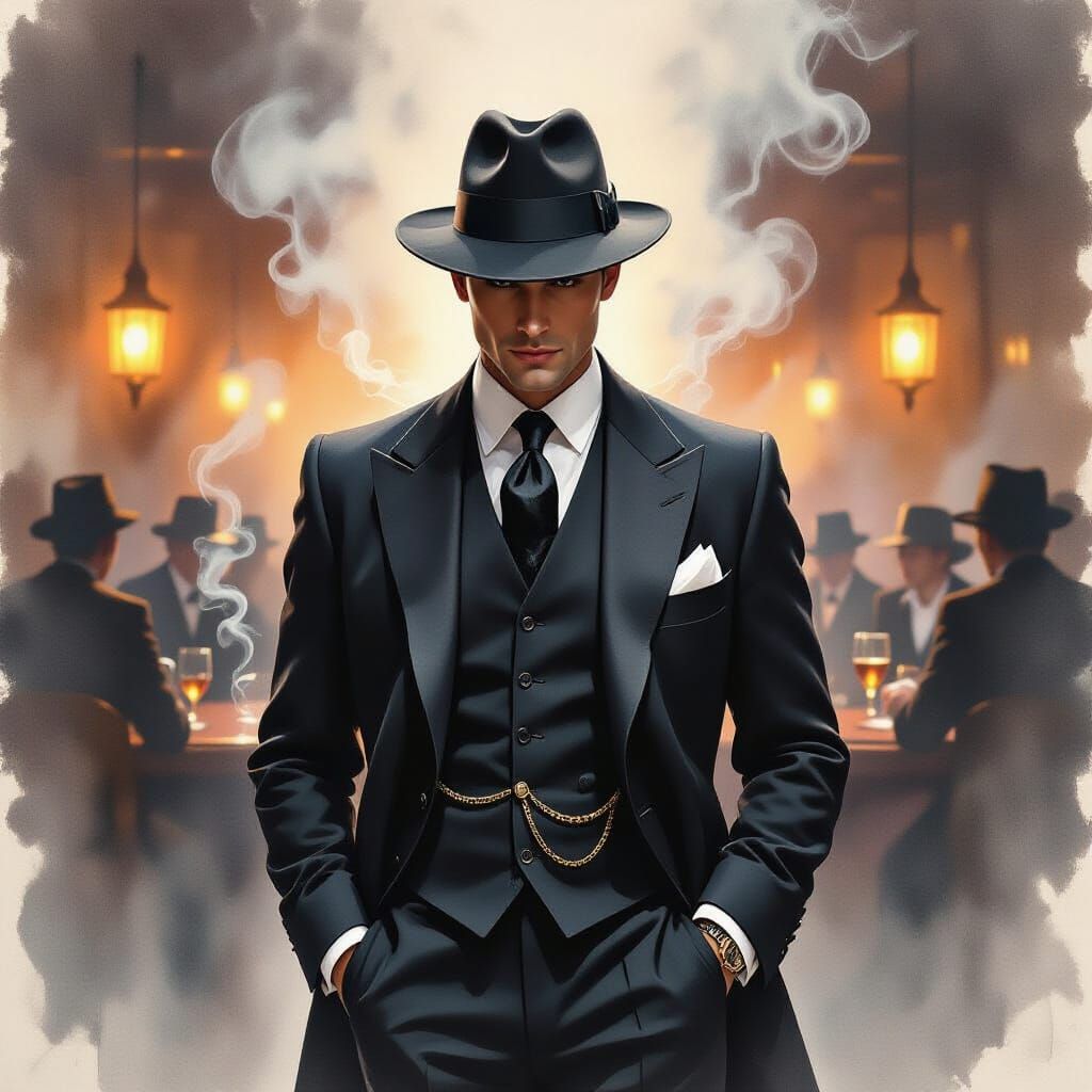 Jazz Club Silhouette in Ethereal Watercolor Style