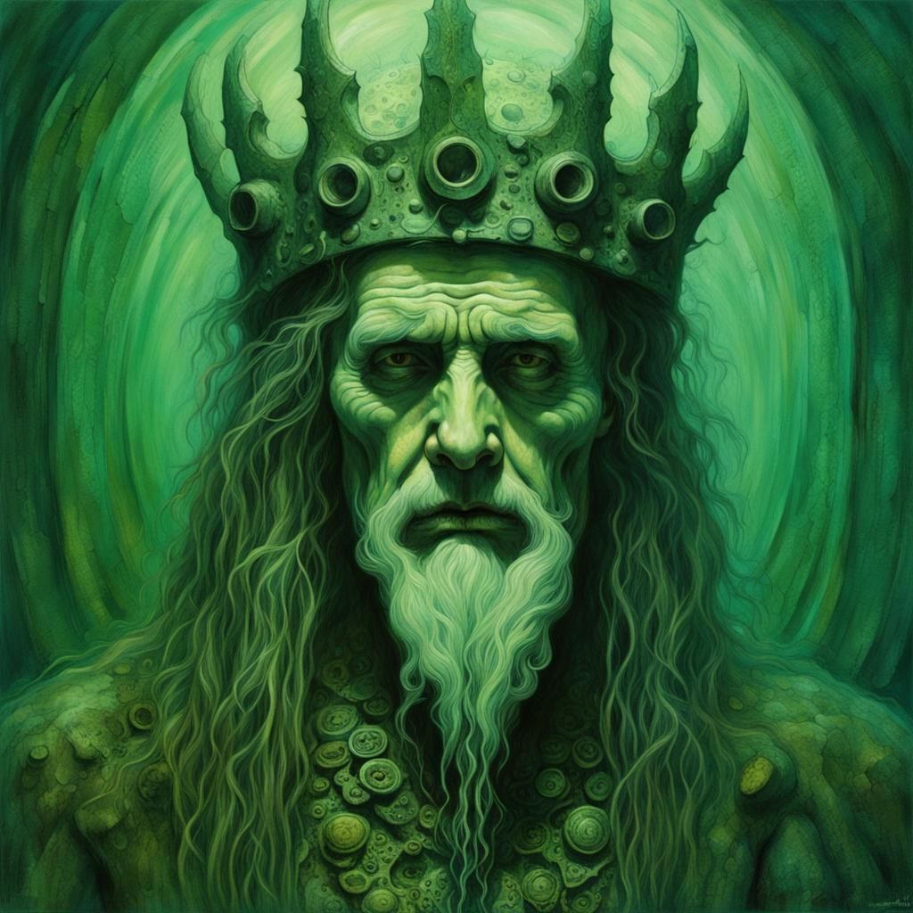 Mystical Underwater Lich King Portrait in Dark Fantasy Style