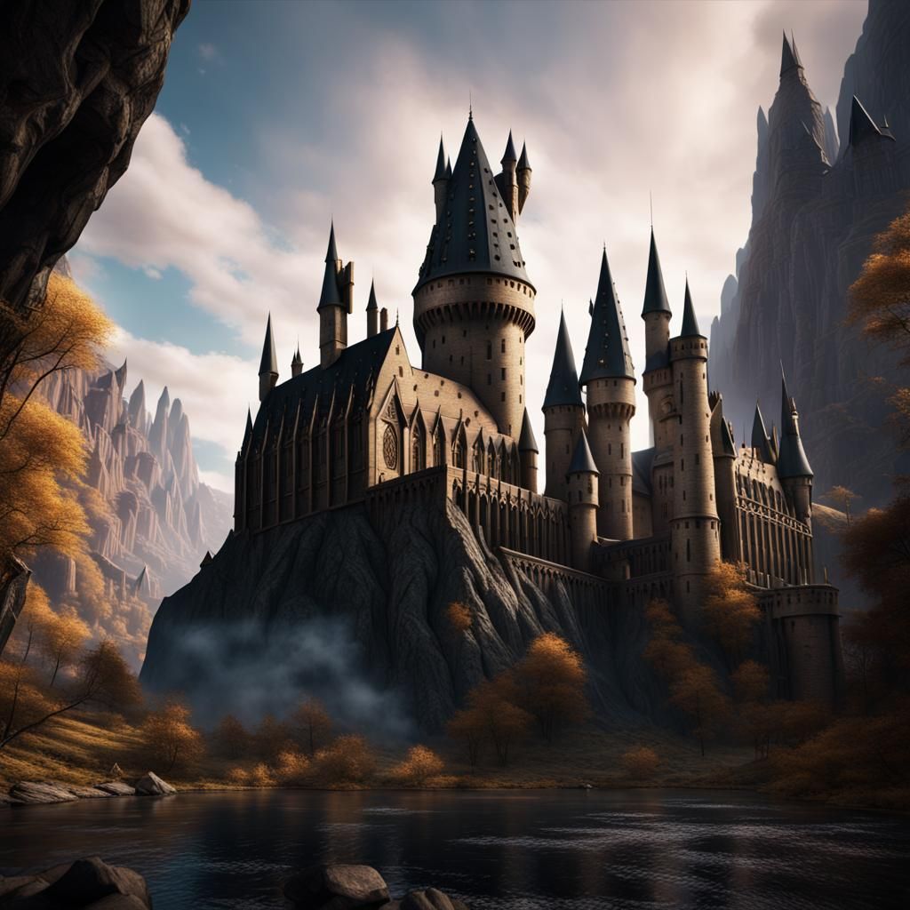 Detailed Matte Painting of Hogwarts in Unreal Engine