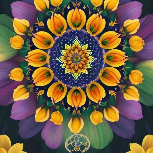 mandala with ring of daffodils
