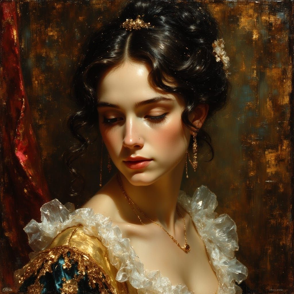 Baroque Lady Portrait in Caravaggio Style with Summer Colors