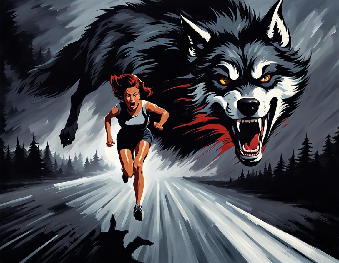 Terrified Woman's Escape from Werewolf Nightmare