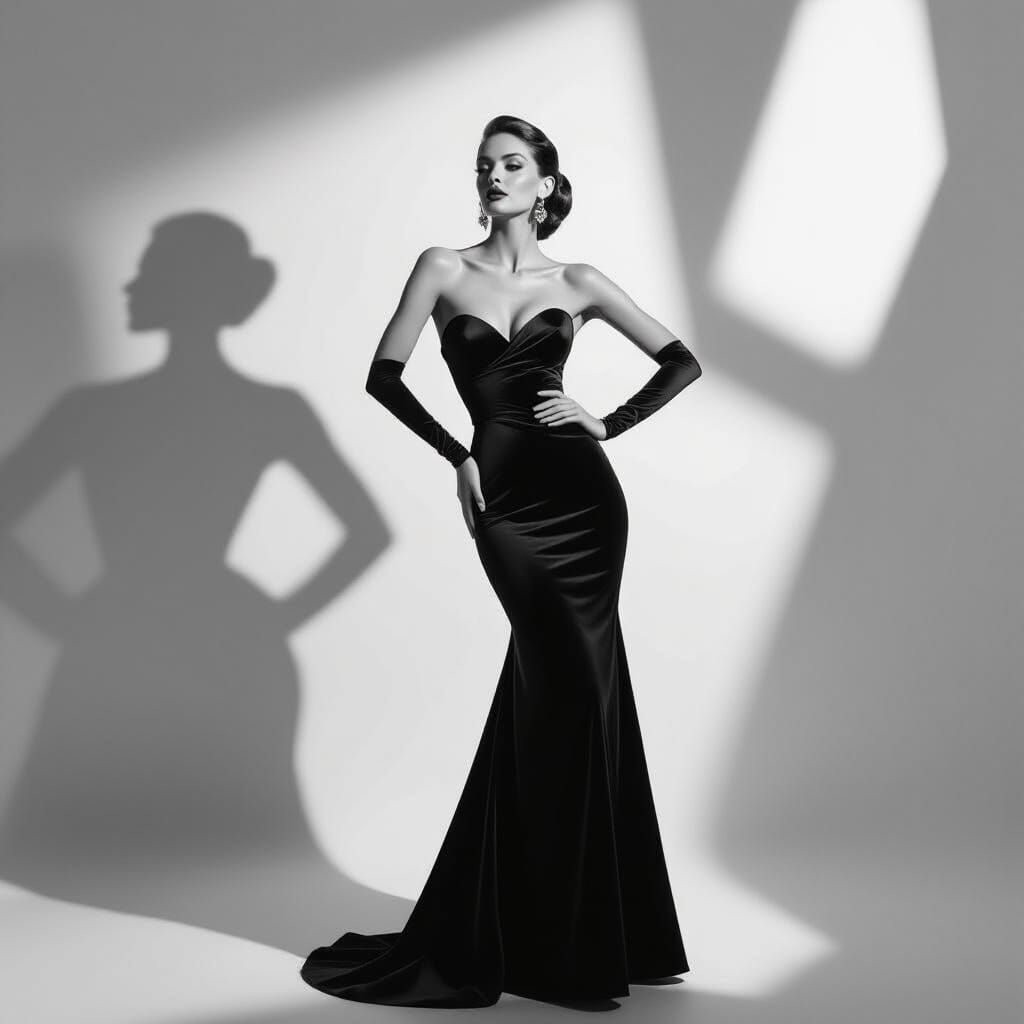 Elegant Woman in Black and White Photography