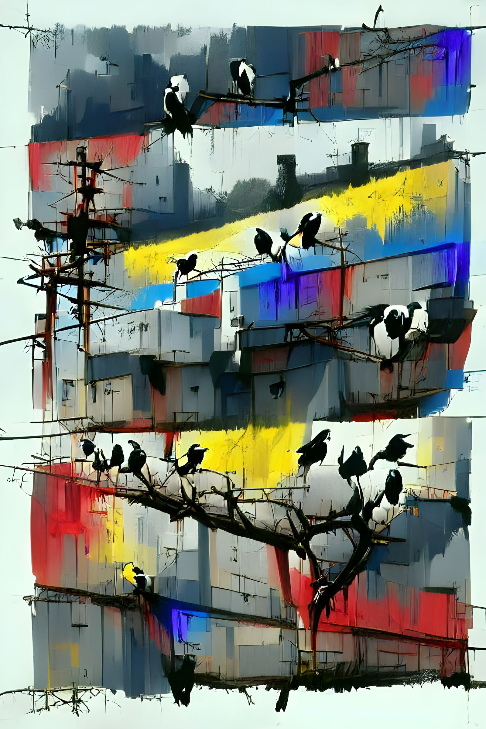 Crows on Wire: Graffiti Street Art