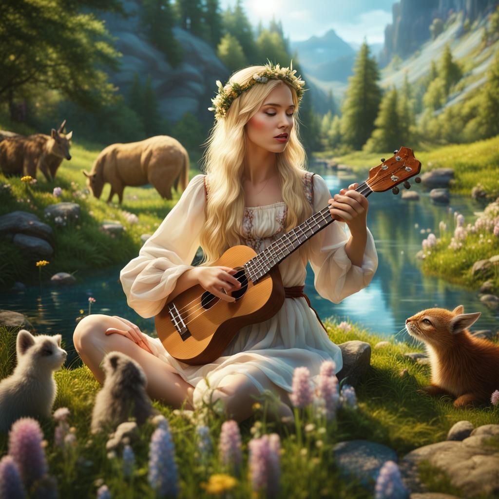 Elven Girl's Ukulele Song in Sunny Glen