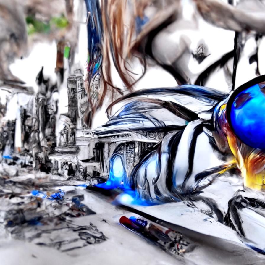 Blue Goddess with Butterfly Wings in Temple