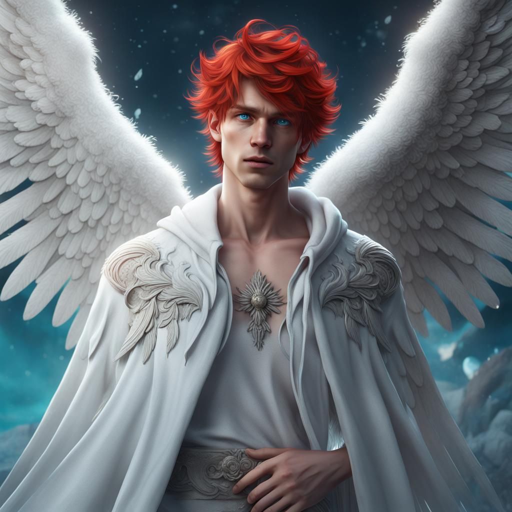 Young Angel in Celestial Realm: Fantasy Concept Art