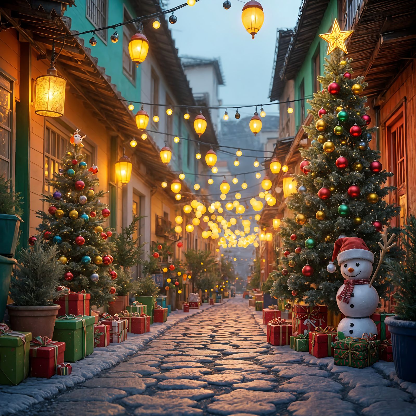 Colorful Christmas in Rio Favela: 3D Rendered Scene