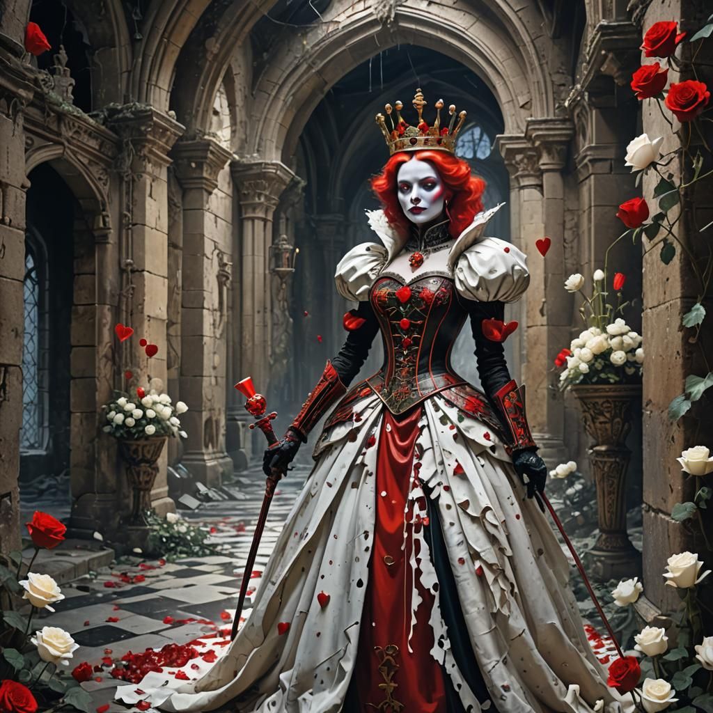 Red Queen of Hearts in Decaying Wonderland Castle