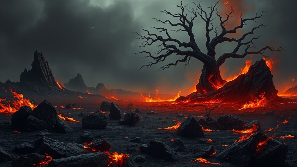 Apocalyptic Wasteland in Dark, Hyperrealistic Style