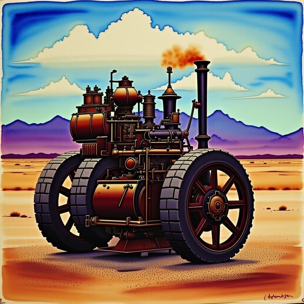 Detailed Steampunk Engine in Victorian Style