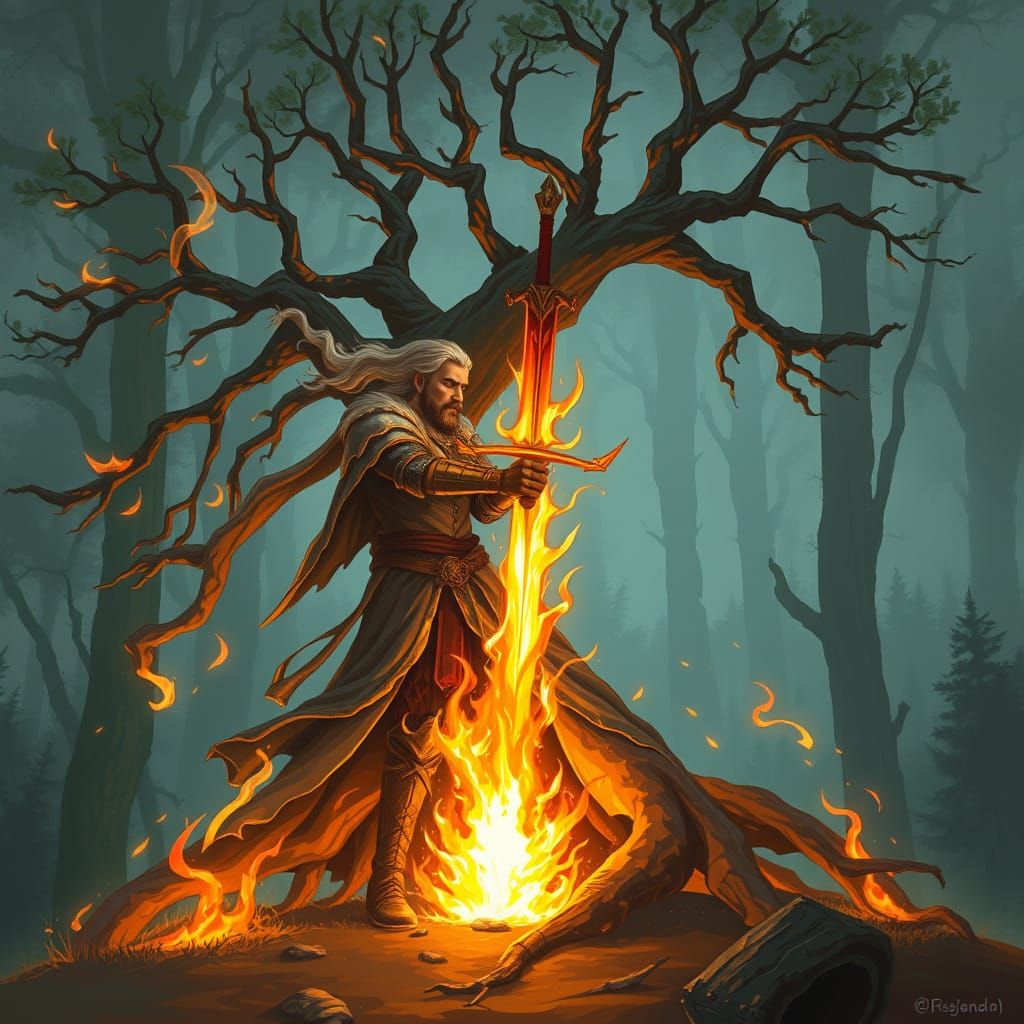 Knight Battles Treant in Enchanted Forest