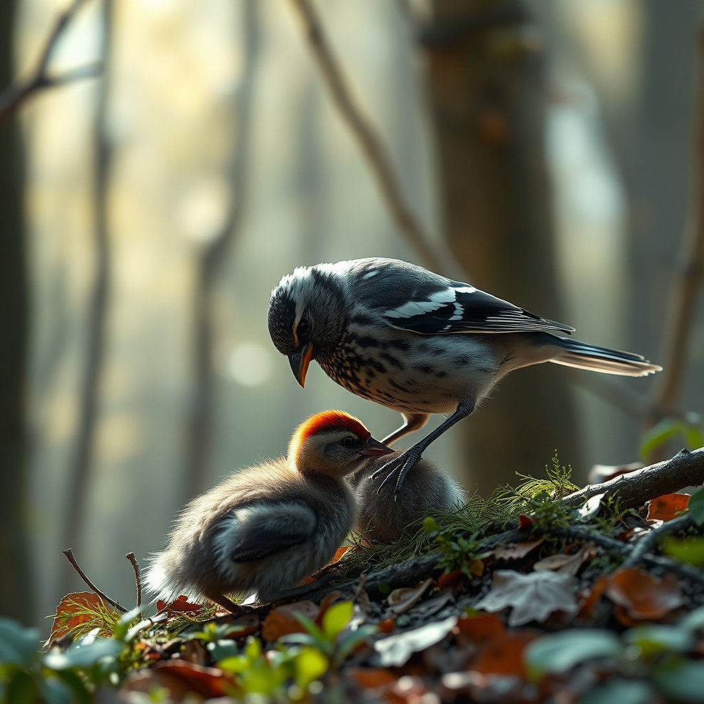 Zebra Finch Feeding Young: Digital Matte Painting