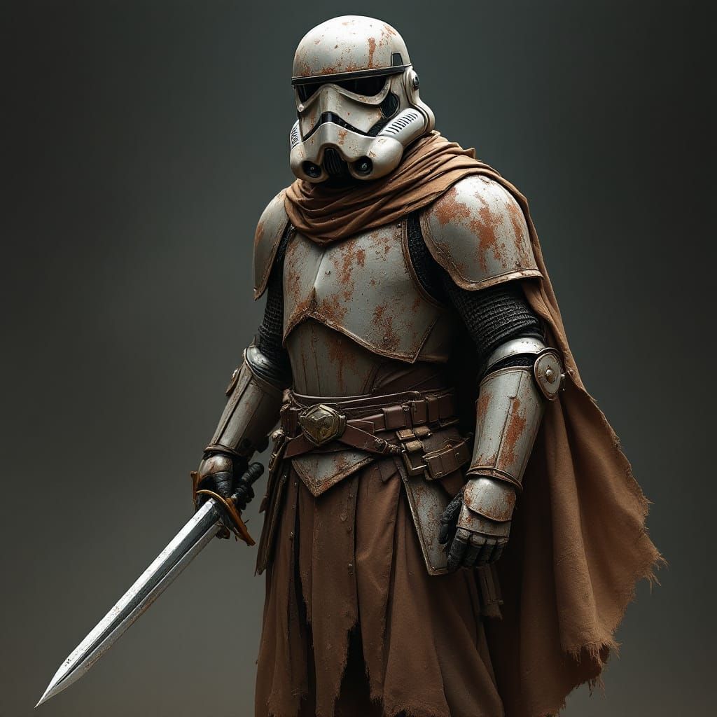 Medieval Stormtrooper Knight in Rusting Armor