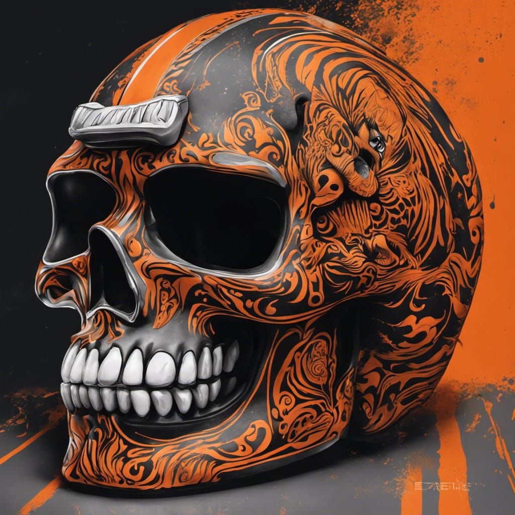 Day of the Dead Bengals Skull in Splash Art