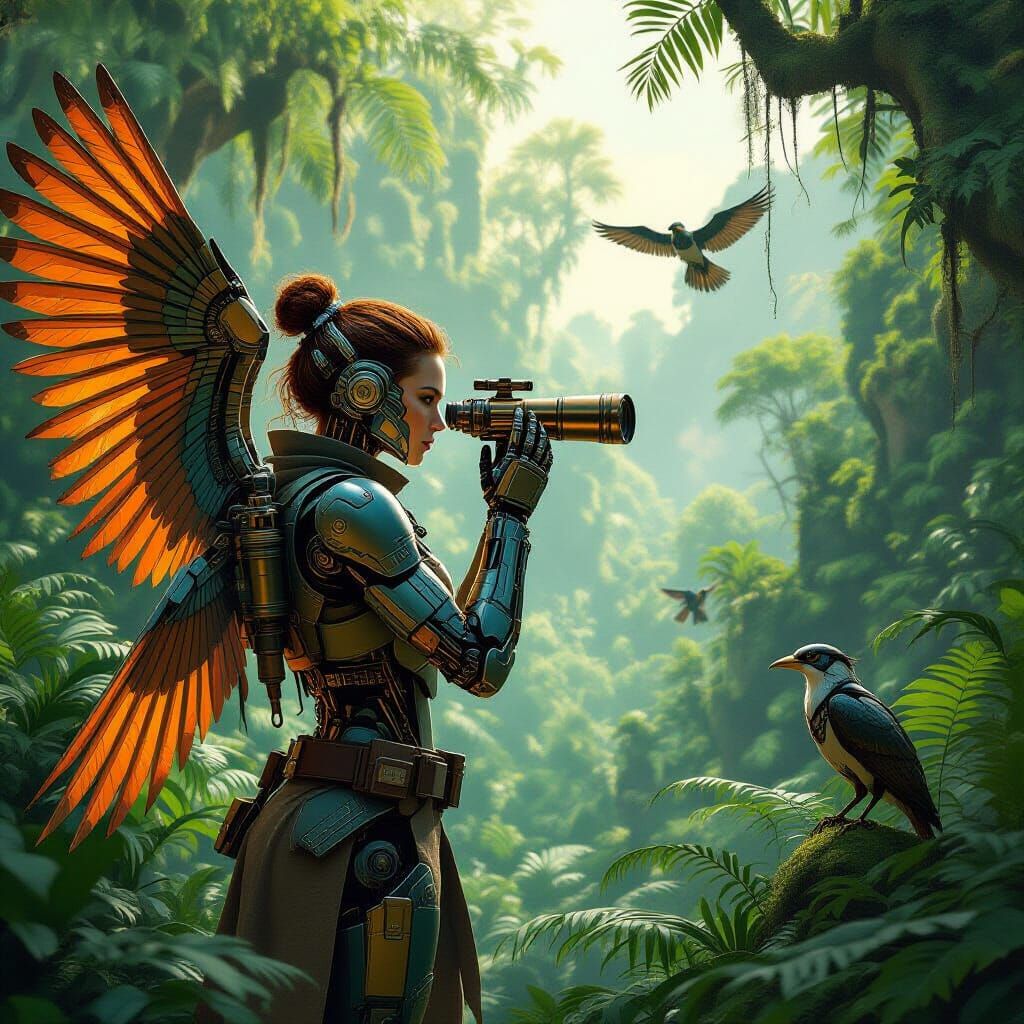 Cyborg Rey Skywalker: Ornithologist in Prehistoric Jungle