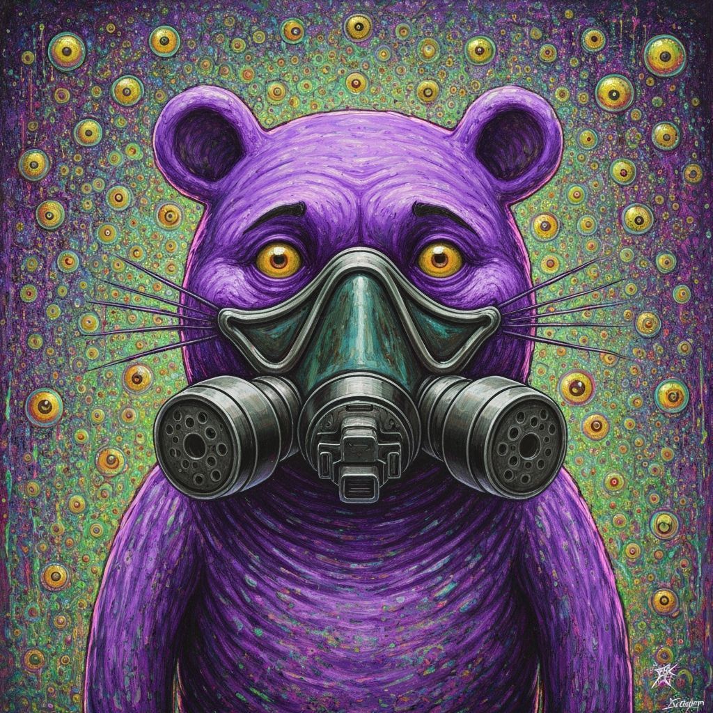 Psychedelic Purple Creature With Thousand Eyes