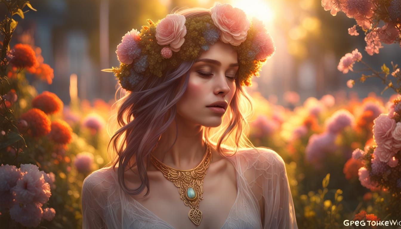 Romantic Portrait in Secret Flower Garden