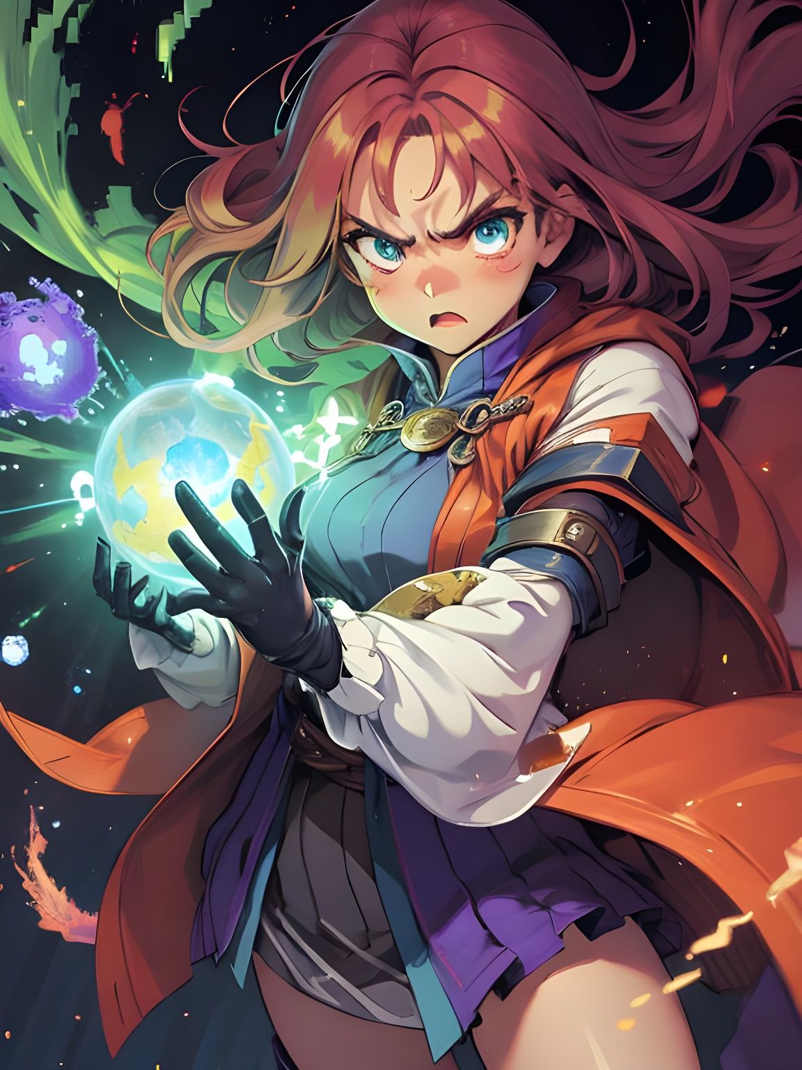 Pixel Art Magician Casting a Spell, 16bit Style