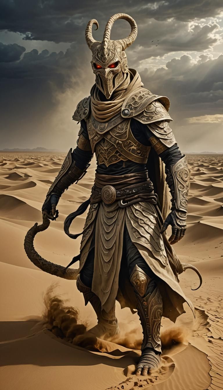 Nightmarish Sand Warrior Emerges from Vortex