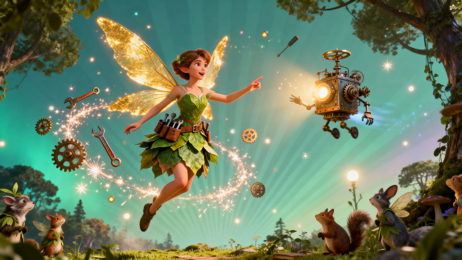 Fairy Inventor Showcases Magical Contraption in Forest Clear...