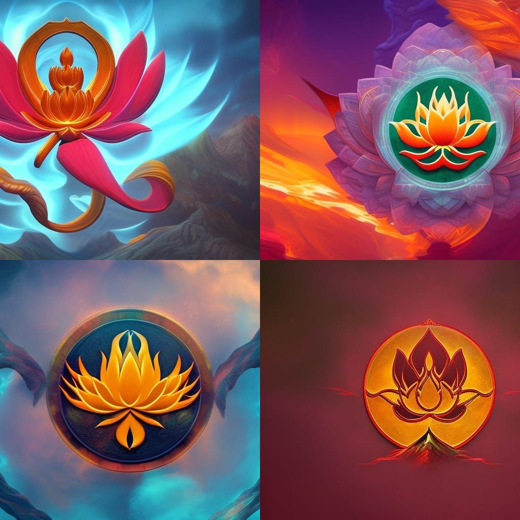 Phoenix and Lotus Logo: Detailed Fantasy Concept Art