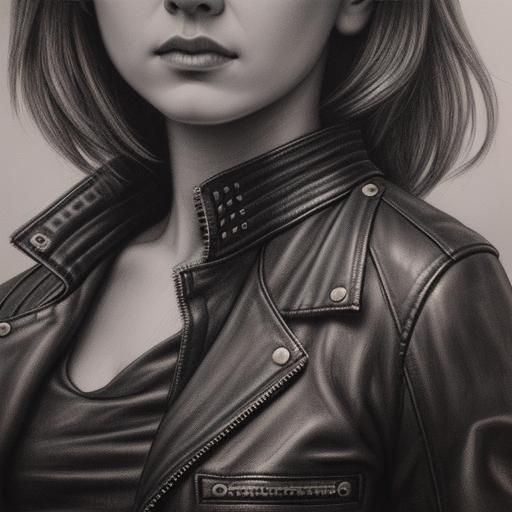 Hyperdetailed Charcoal Drawing of a Leather Jacket