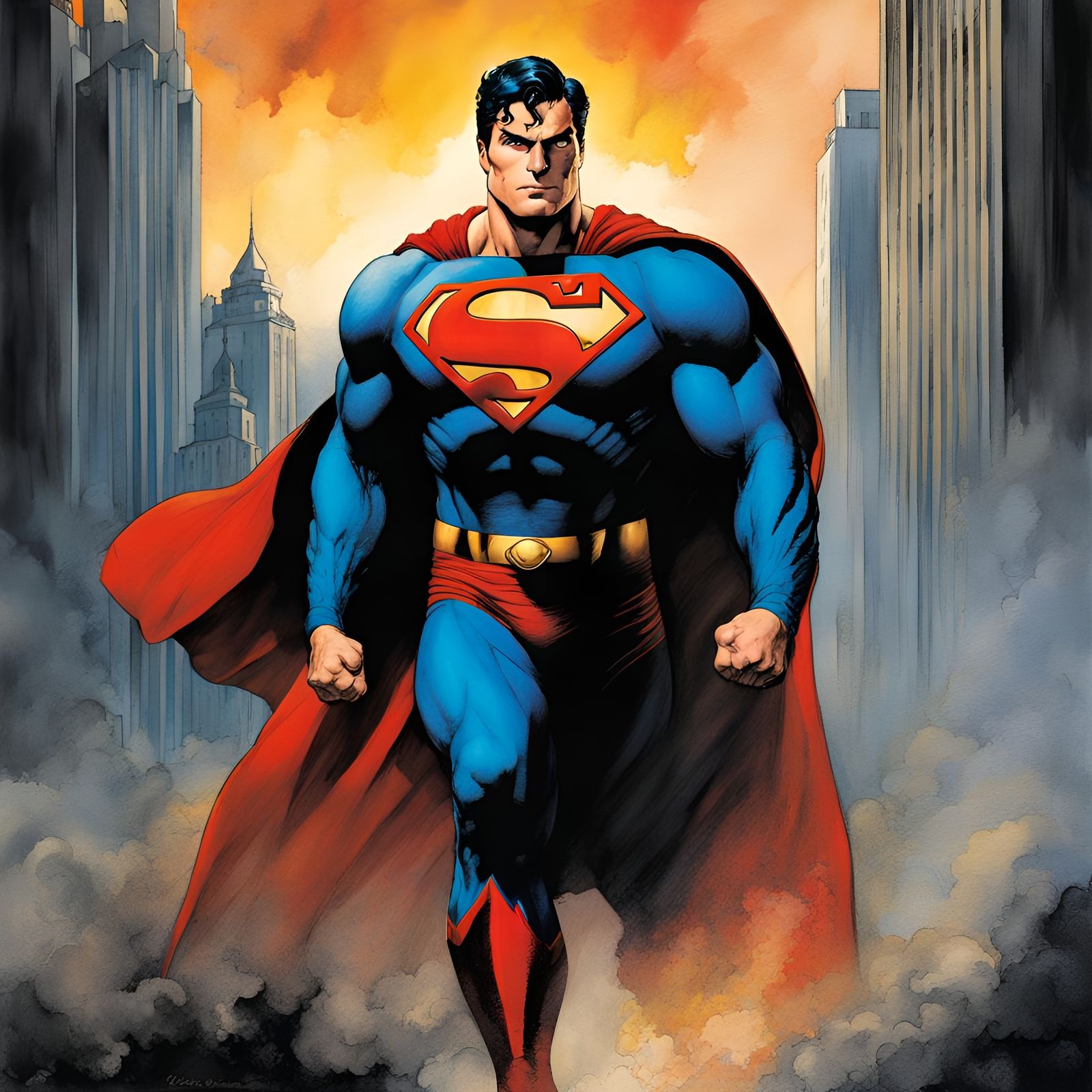 Superman in Vibrant Comic Art Style
