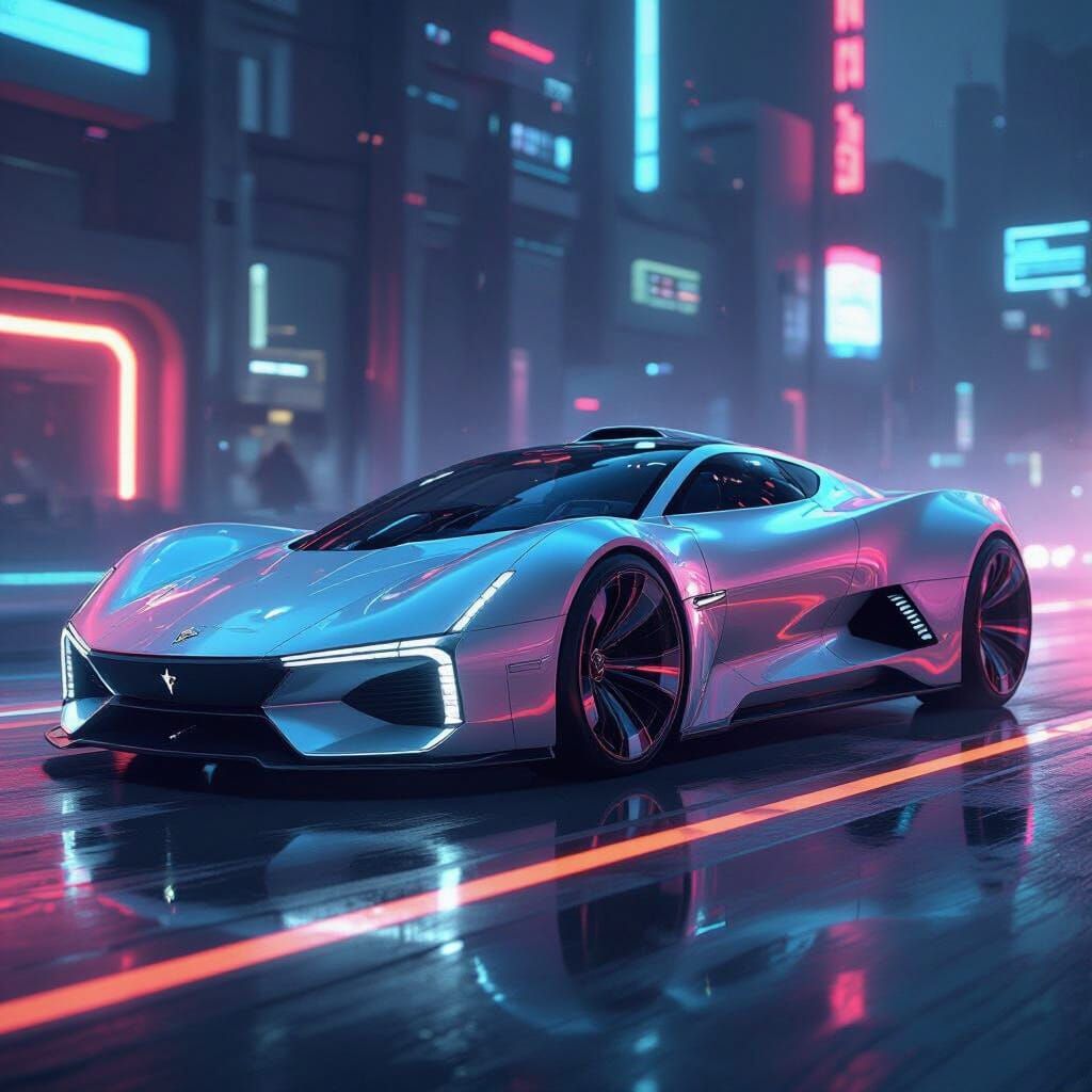 Futuristic Car Design with Neon Lighting