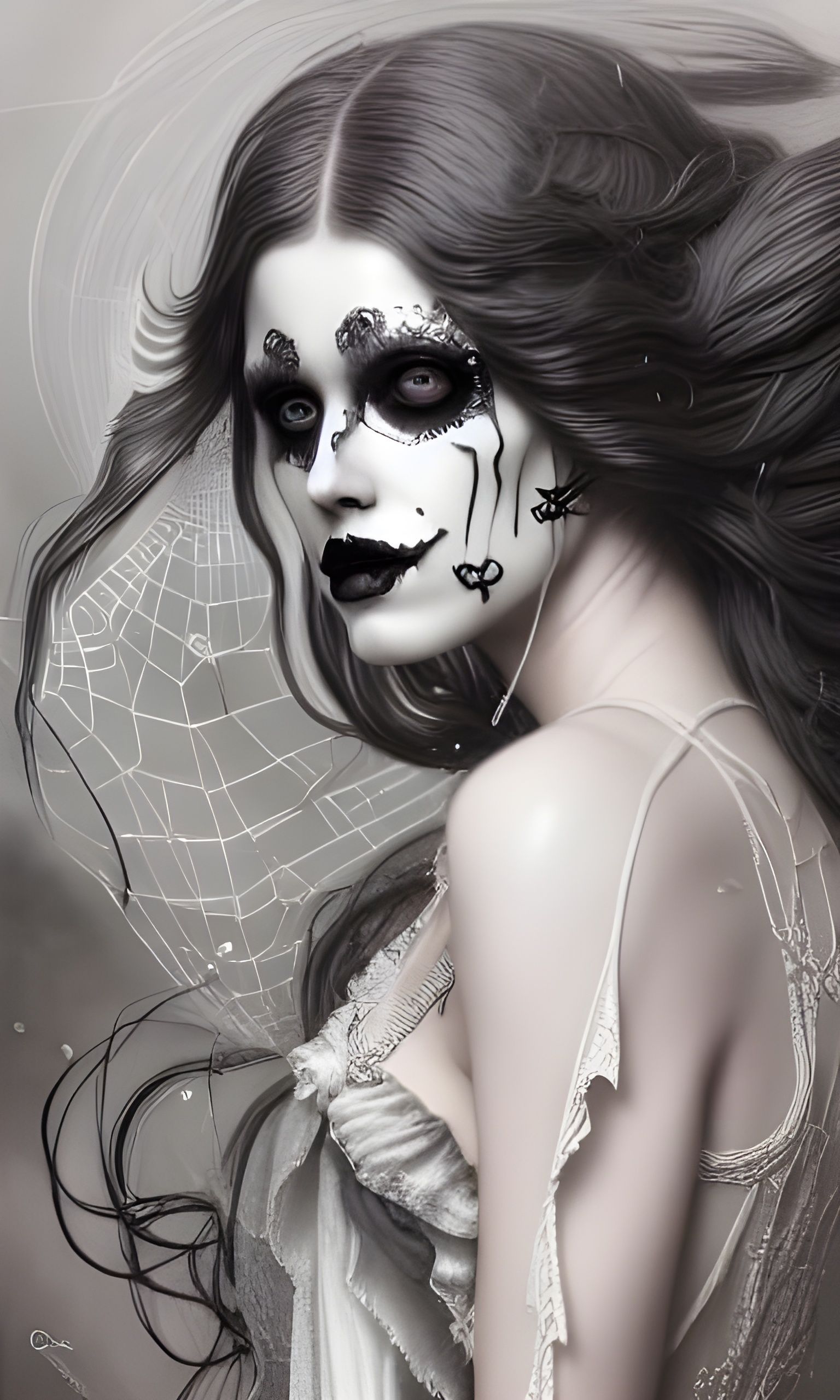 Halloween Queen Goth Woman Concept Art