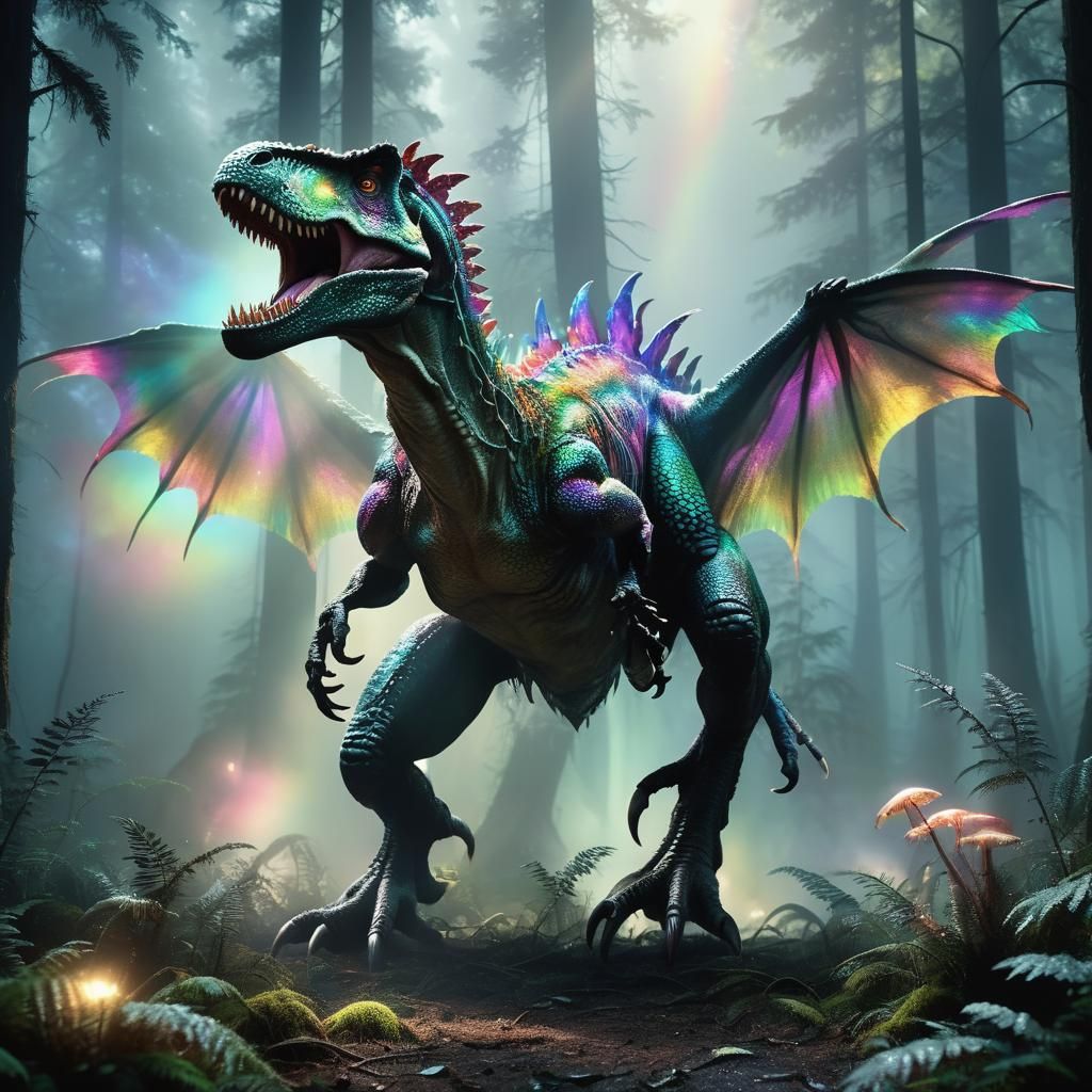 Ethereal Beast Battles Prehistoric Spider in the Misty Fores...