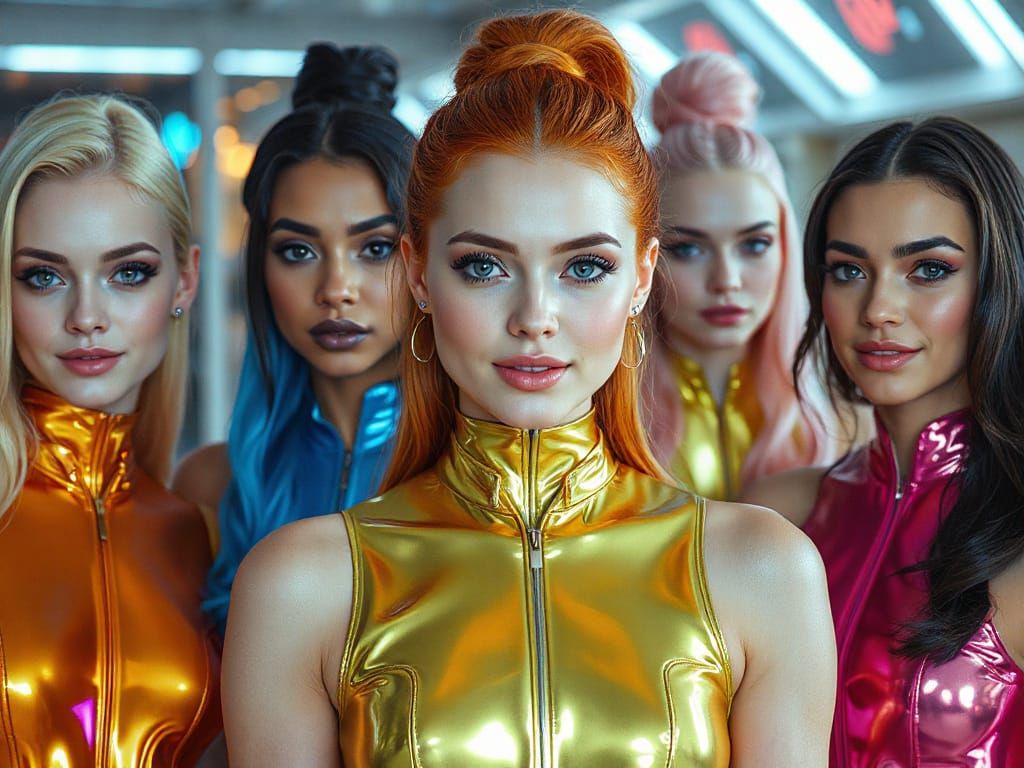 Ethereal Goddesses in a Hyperfuturistic Cityscape