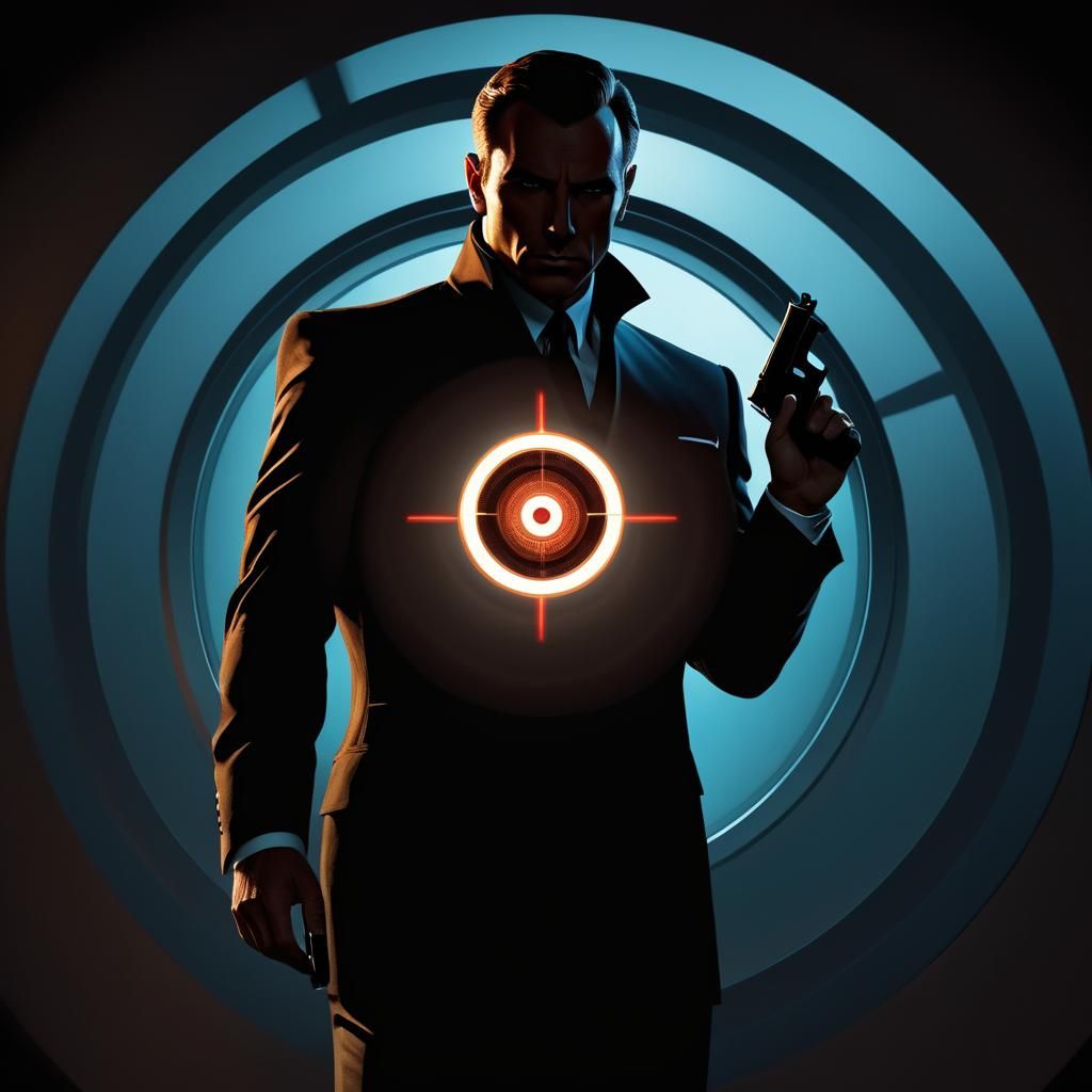 Glamorous Secret Agent Silhouette in Film Noir Style