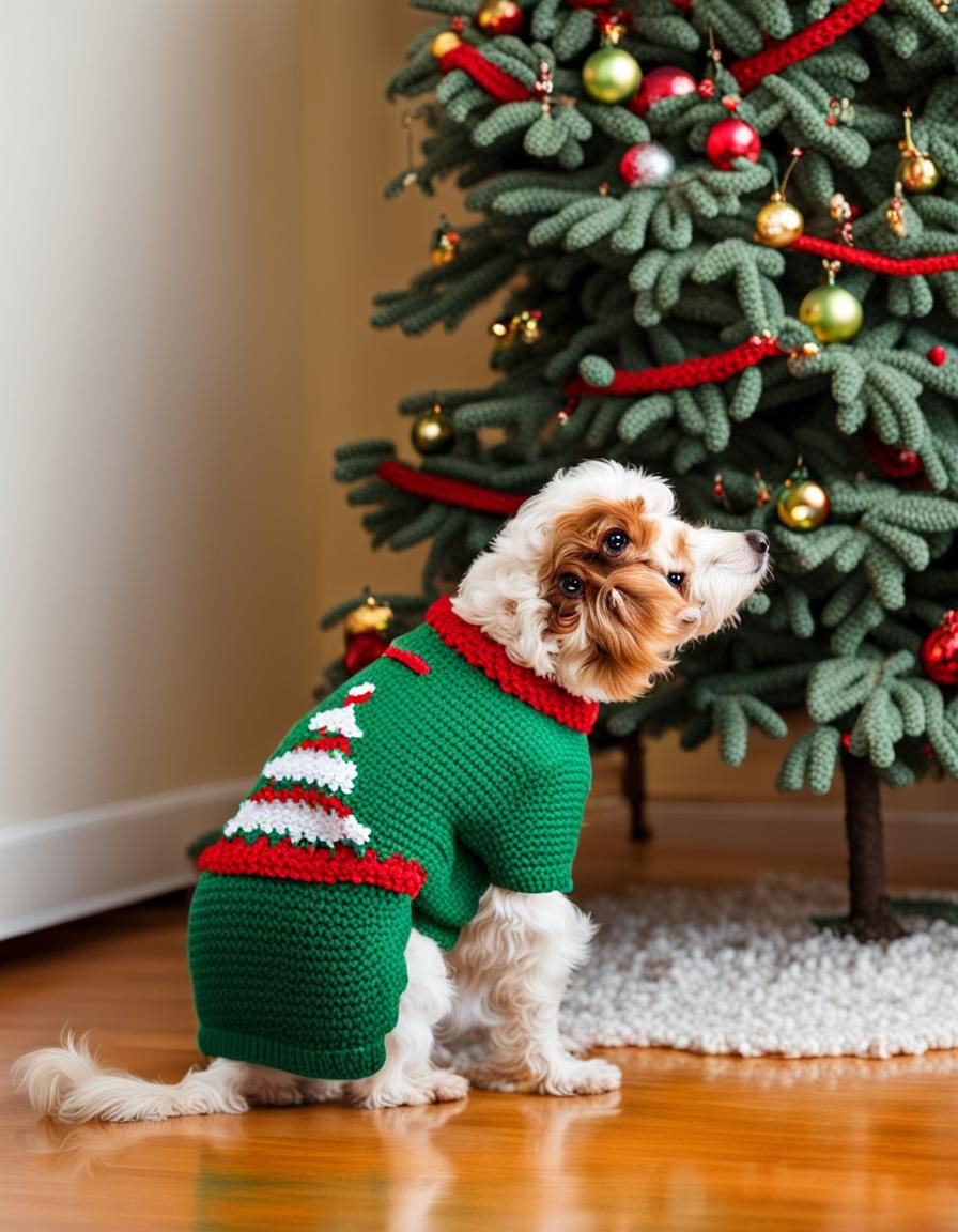 Shoggoth Dog in a Christmas Sweater