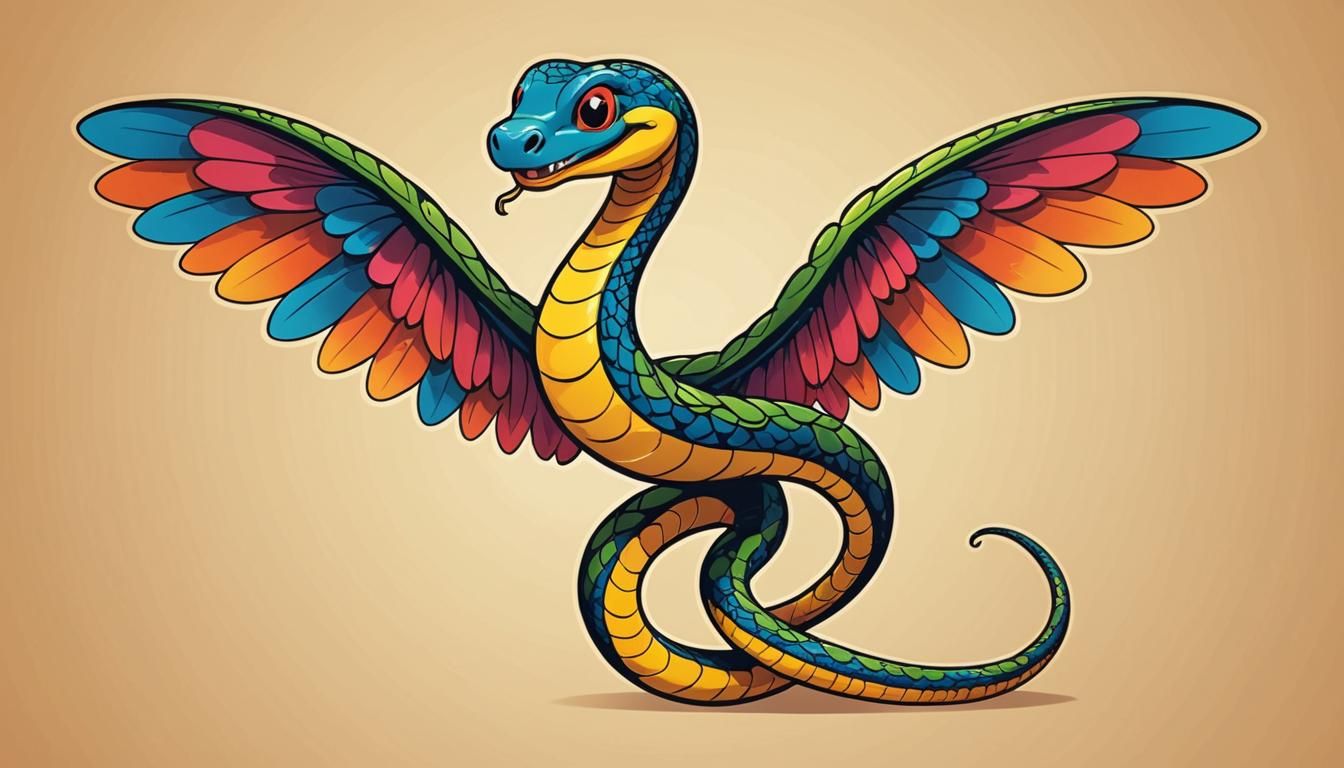 Adorable Winged Snake Cartoon Poster