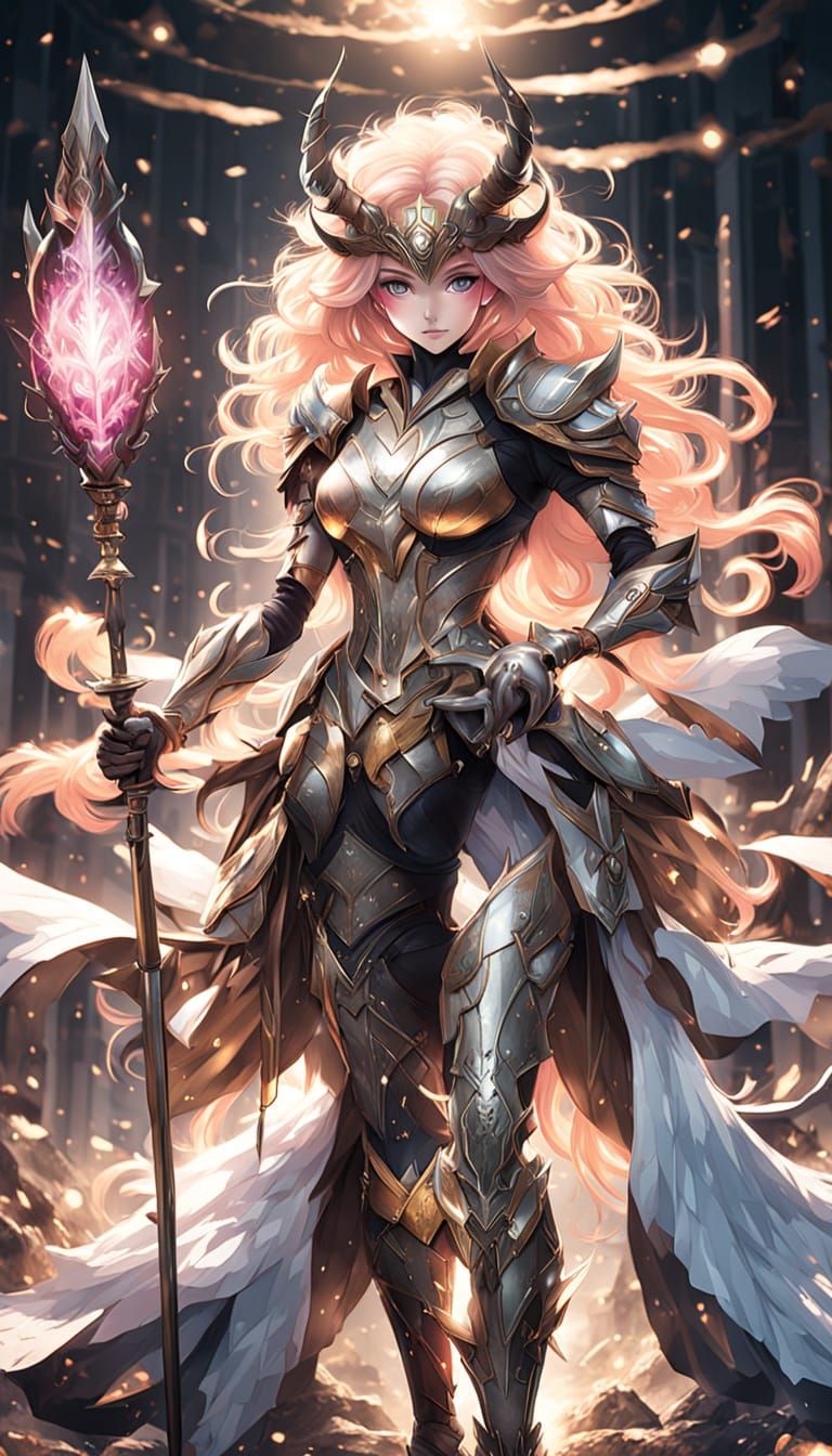 Powerful Alien Warrior Woman in Golden Armour