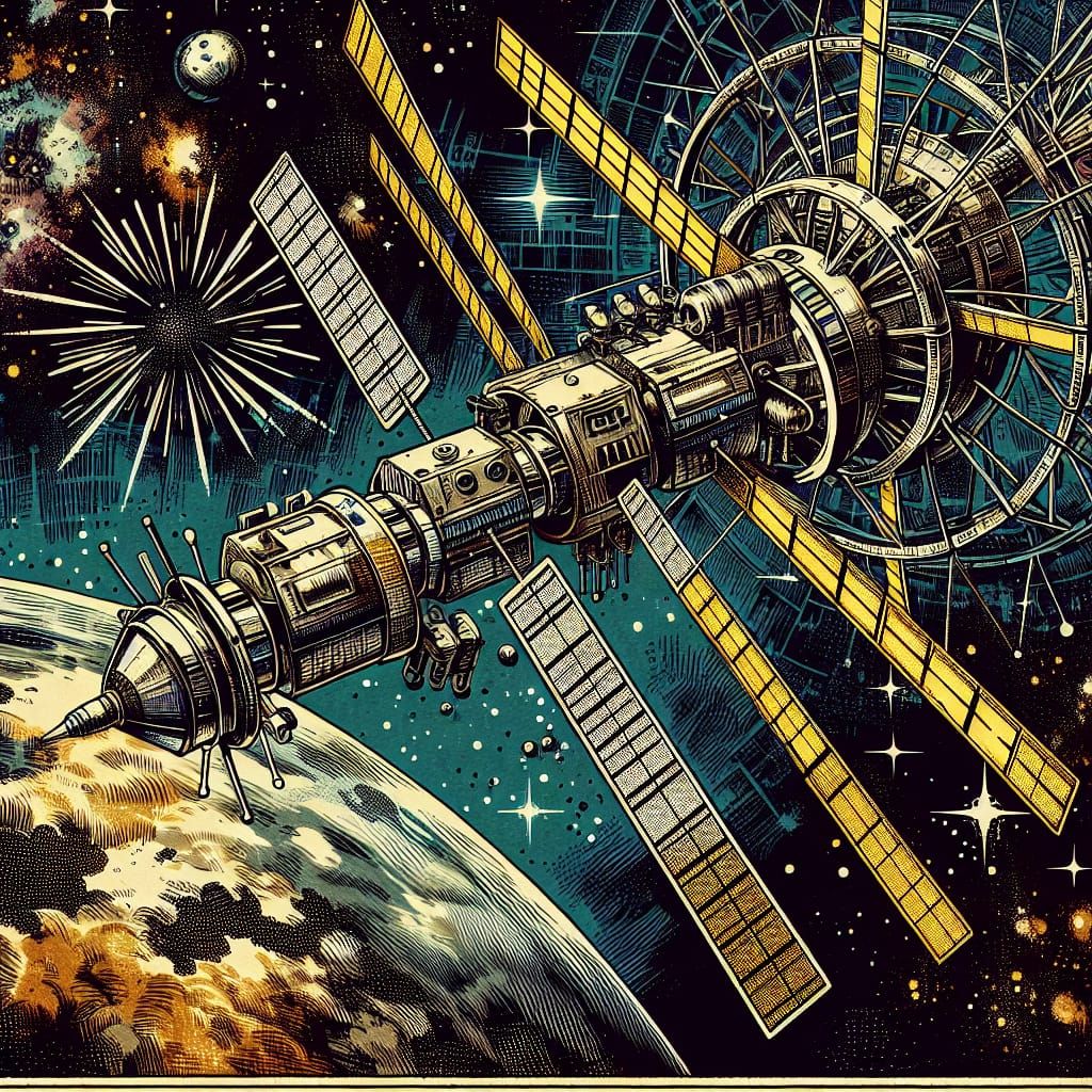 Industrial Satellite Facilitating Communication in Comic Boo...