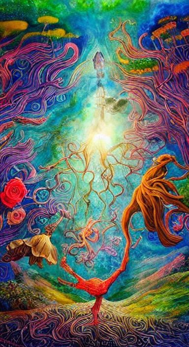 Human Connection to Nature in Colorful Ink Flow