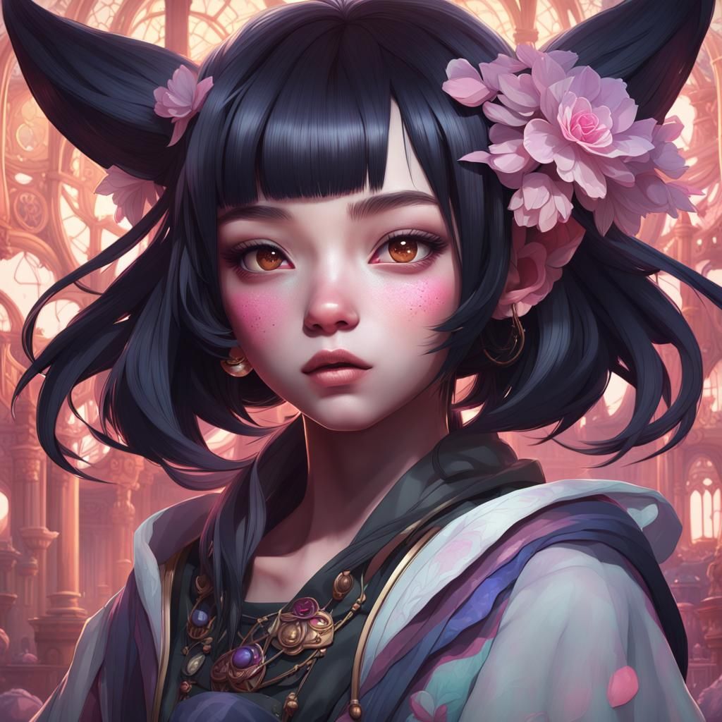 Hyperdetailed Kuromi Portrait in Dynamic Lighting