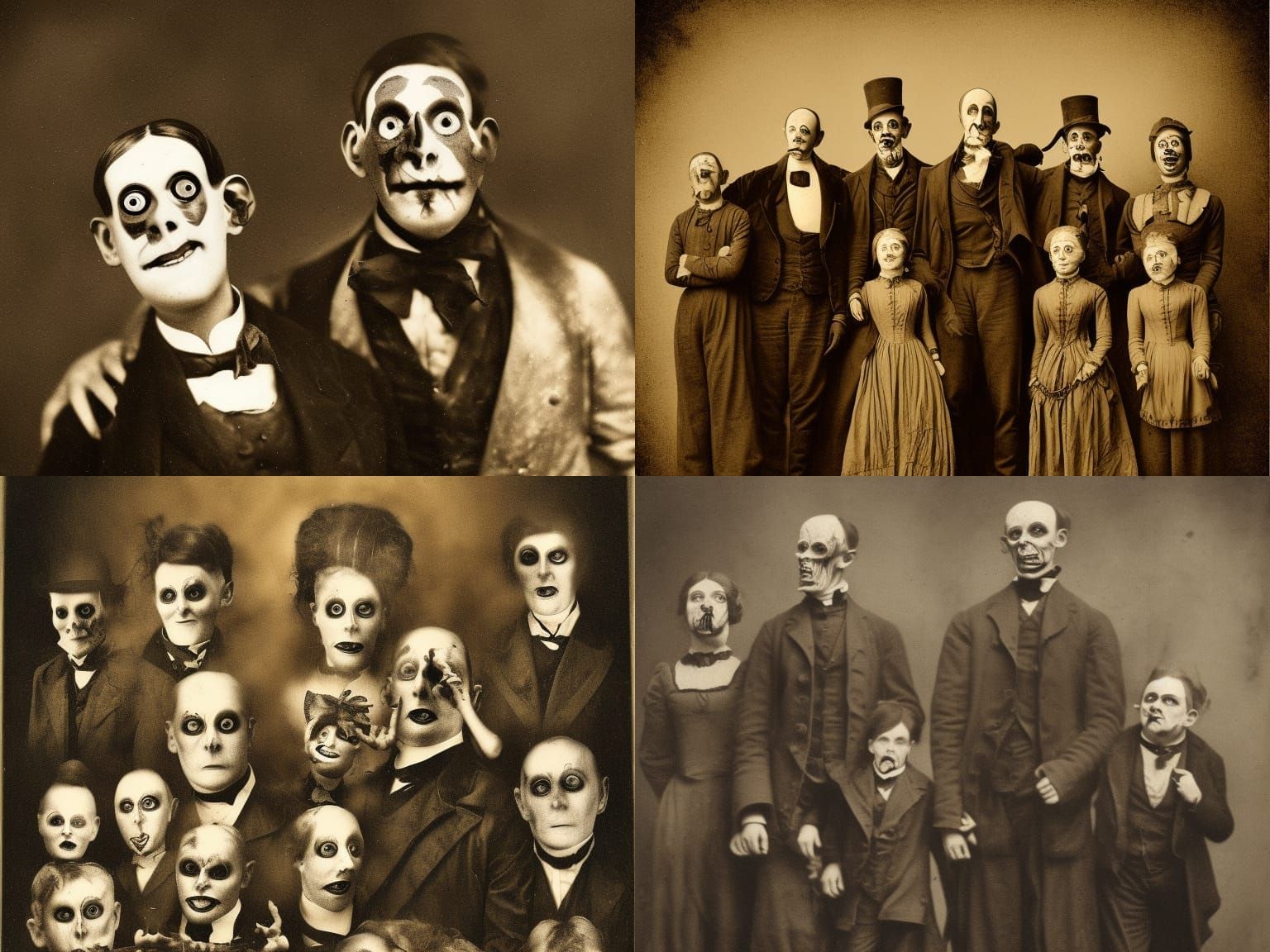 Sinister Victorian Family Portrait in Sepia