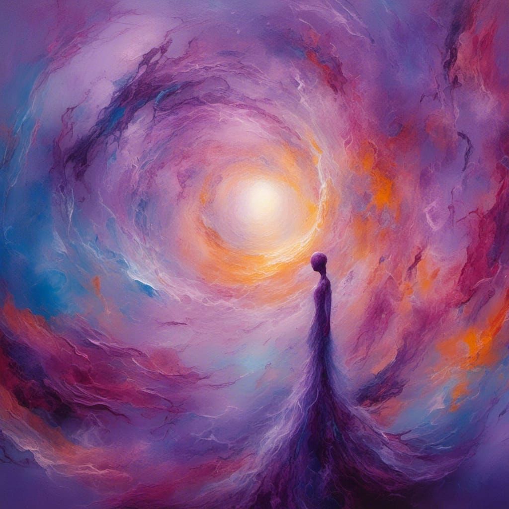 Ethereal Figure in Abstract Expressionist Dreamscape