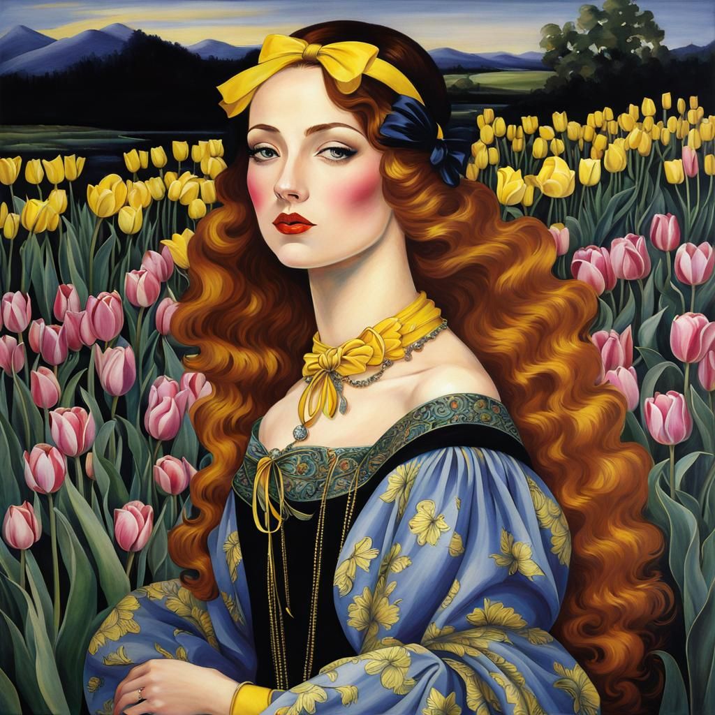 Person with Yellow Tulip: Serene and Tranquil